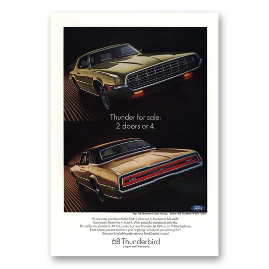 1968 Ford Thunderbird Thunder for Sale Vintage Magazine Print Ad