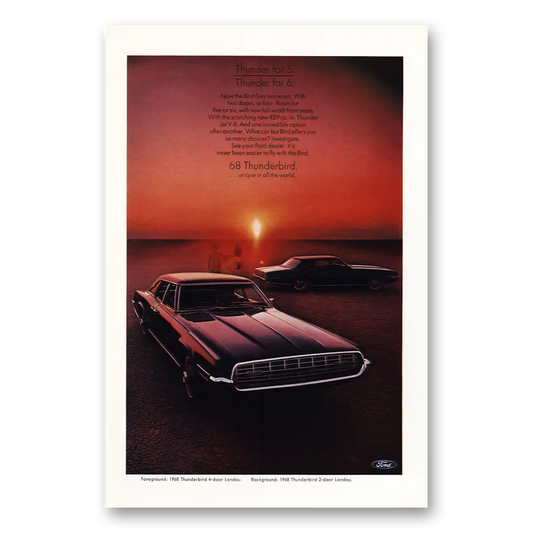 1968 Ford Thunderbird Thunder for 5 Vintage Magazine Print Ad