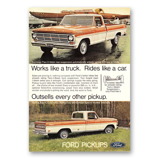 1968 Ford Pickup Works Like a Truck Vintage Magazine Print Ad