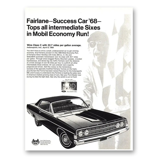 1968 Ford Fairlane Intermediate Sixes Vintage Magazine Print Ad