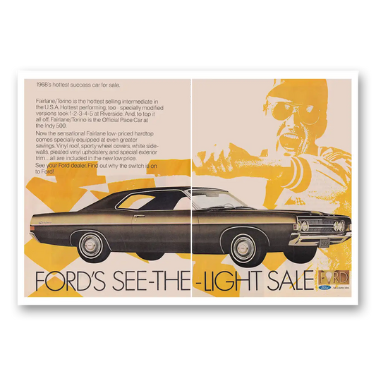 1968 Ford Fairlane Torino See The Light Vintage Magazine Print Ad