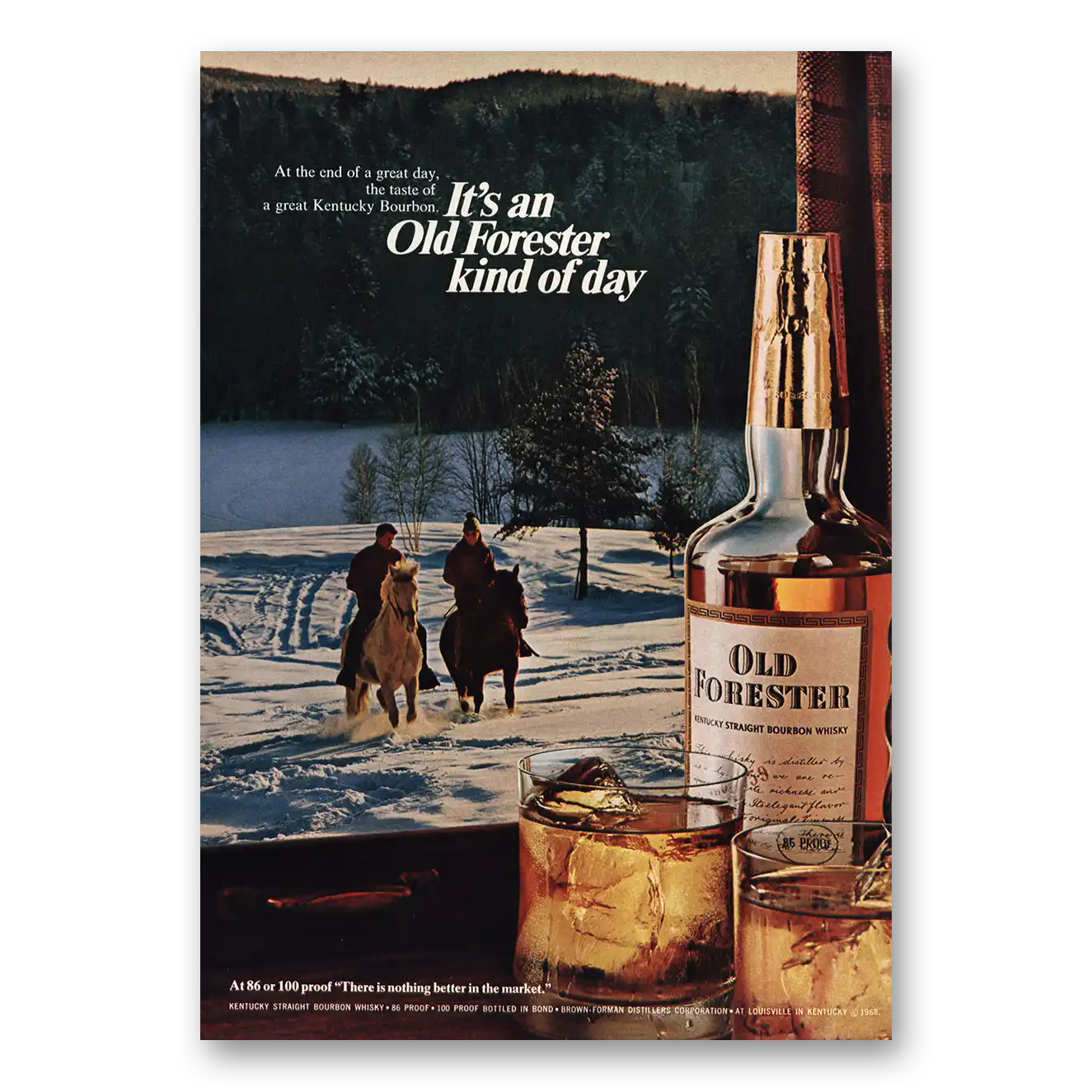 1968 Old Forester Whisky An Old Forester Kind of Day Vintage Magazine Print Ad