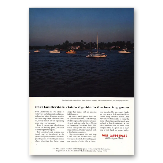 1968 Fort Lauderdale Florida Guide to Boating Game Vintage Magazine Print Ad