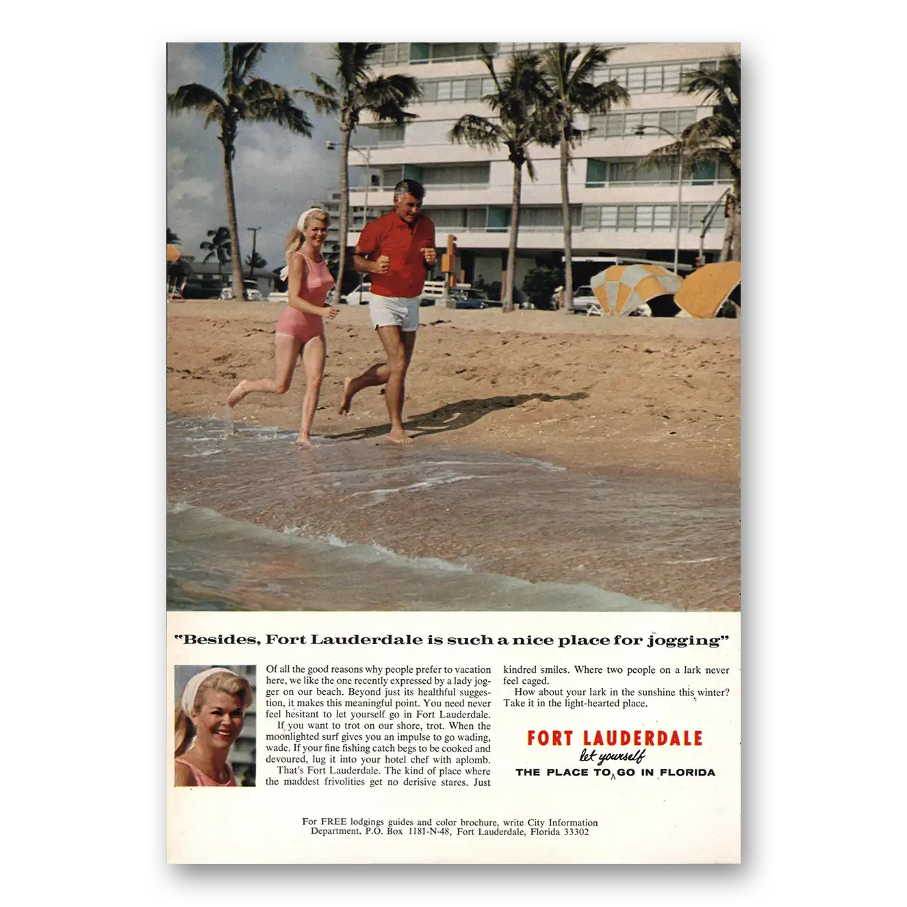 1968 Fort Lauderdale Florida Nice Place For Jogging Vintage Magazine Print Ad