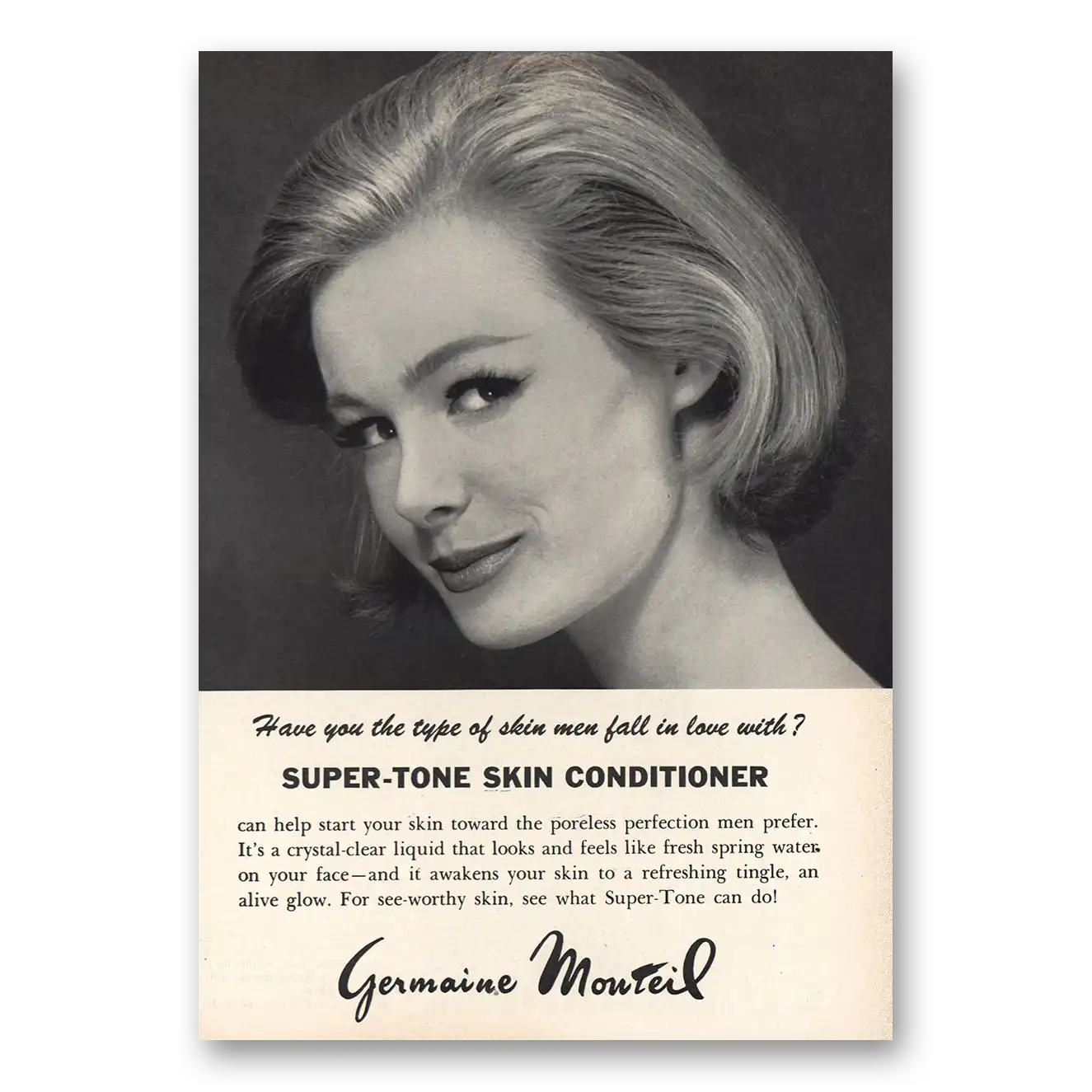 1968 Germaine Monteil Super Tone Skin Conditioner Vintage Magazine Print Ad