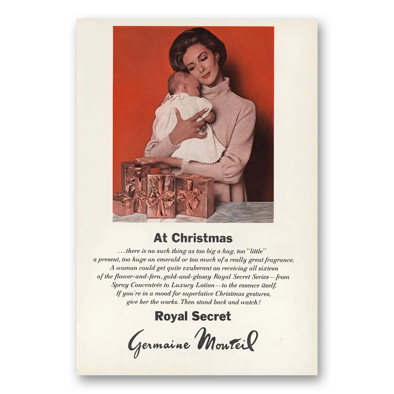 1968 Germaine Monteil Royal Secret Christmas Vintage Magazine Print Ad