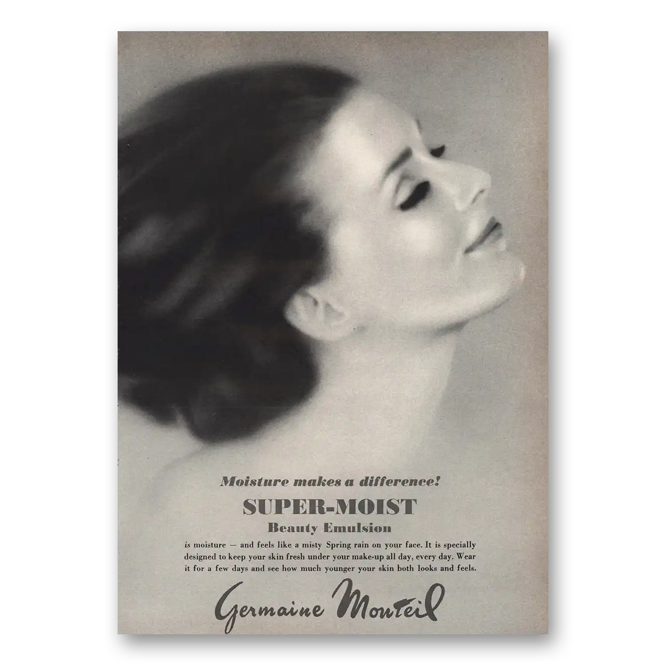 1968 Germaine Monteil Super Moist Beauty Emulsion Vintage Magazine Print Ad