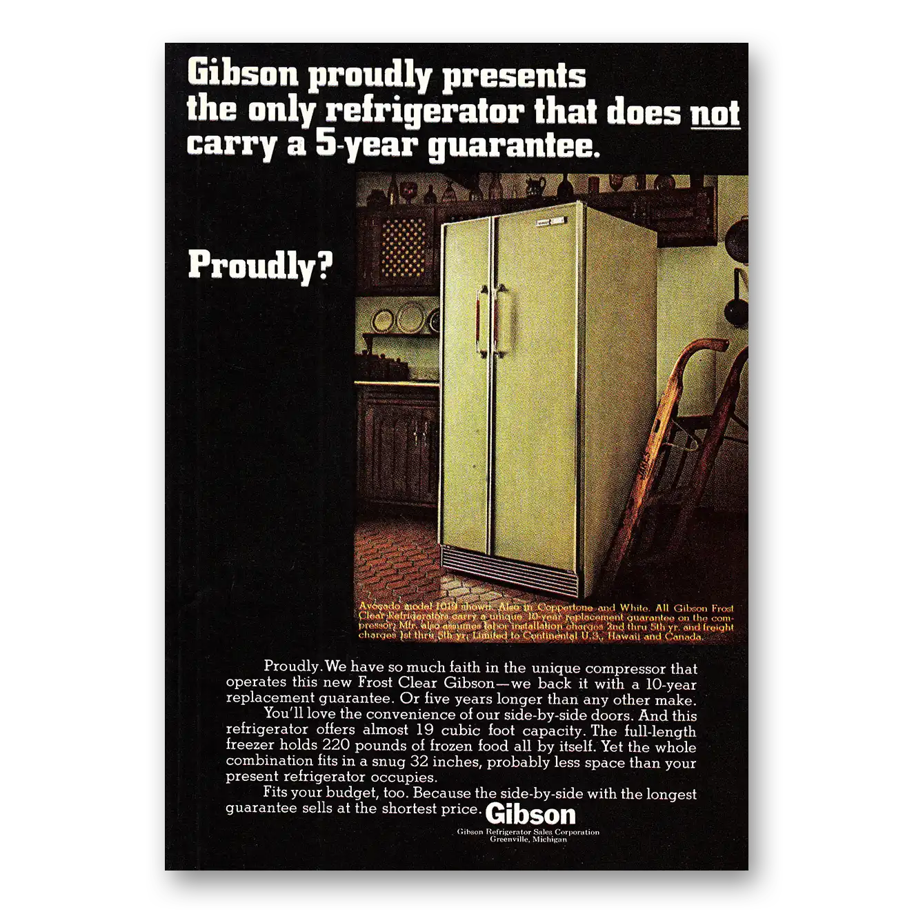 1968 Gibson Refrigerator Does Not Carry a 5 Year Guarantee Vintage Magazine Print Ad