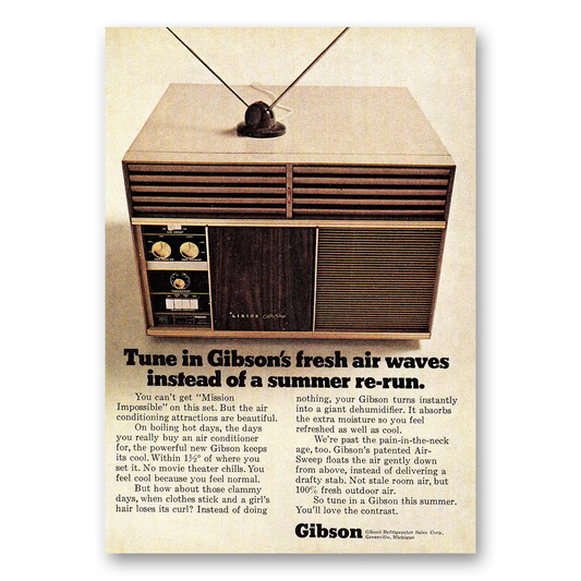 1968 Gibson Air Conditioner Tune In Gibsons Fresh Air Waves Vintage Magazine Print Ad