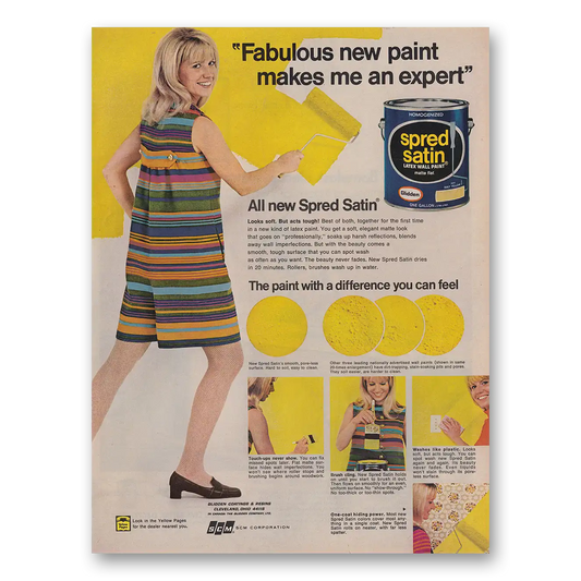 1968 Glidden Paint Spred Satin Paint Fabulous New Paint Vintage Magazine Print Ad