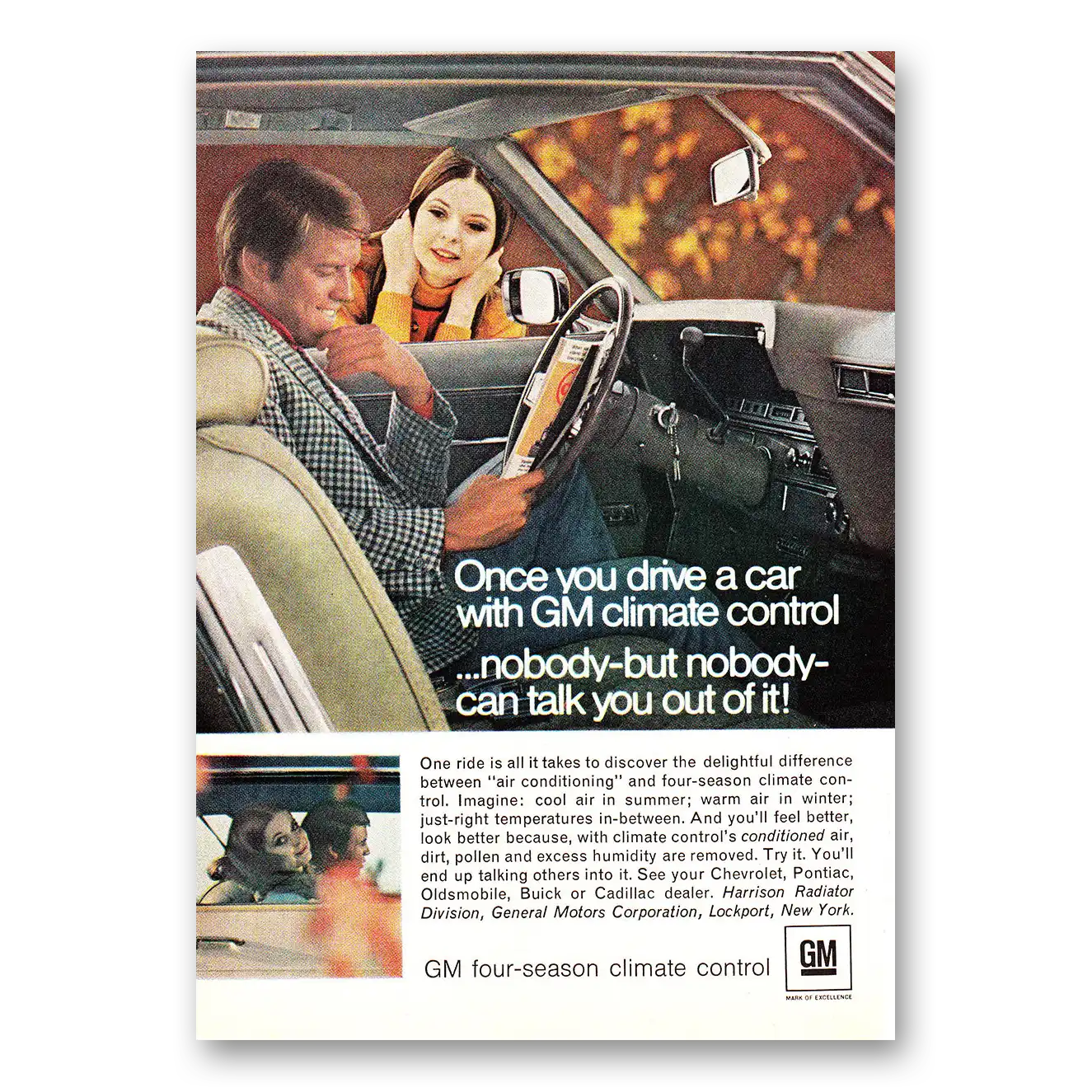 1968 GM Four Season Climate Control Nobody But Nobody Vintage Magazine Print Ad