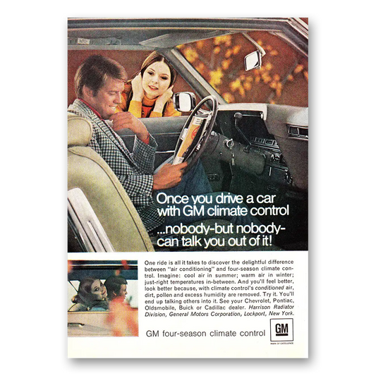 1968 GM Four Season Climate Control Nobody But Nobody Vintage Magazine Print Ad