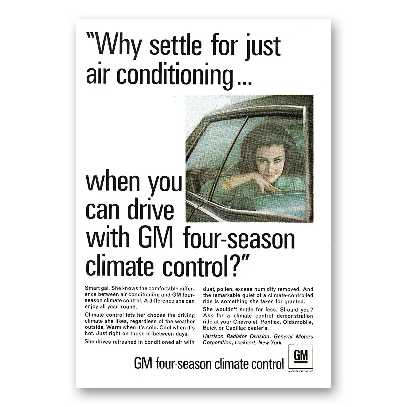 1968 GM Four Season Climate Control Why Settle for Just Air Conditioning Vintage Magazine Print Ad