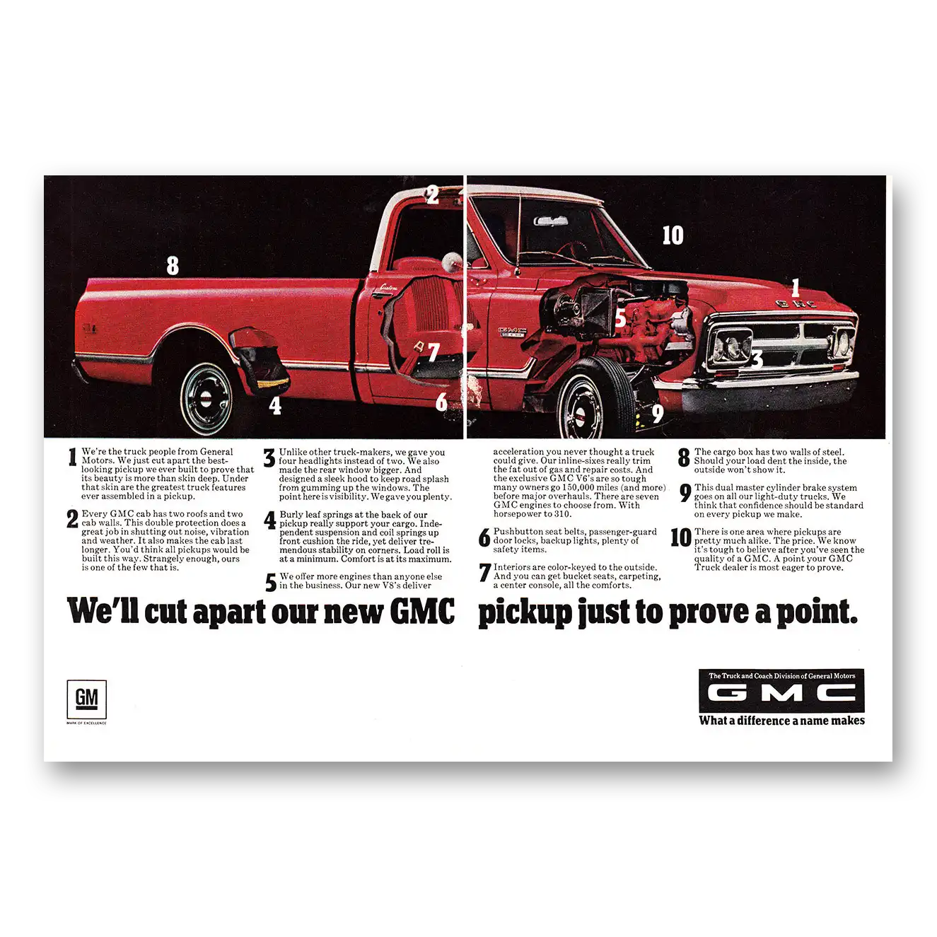 1968 GMC Trucks Cut Apart Our New GMC Vintage Magazine Print Ad