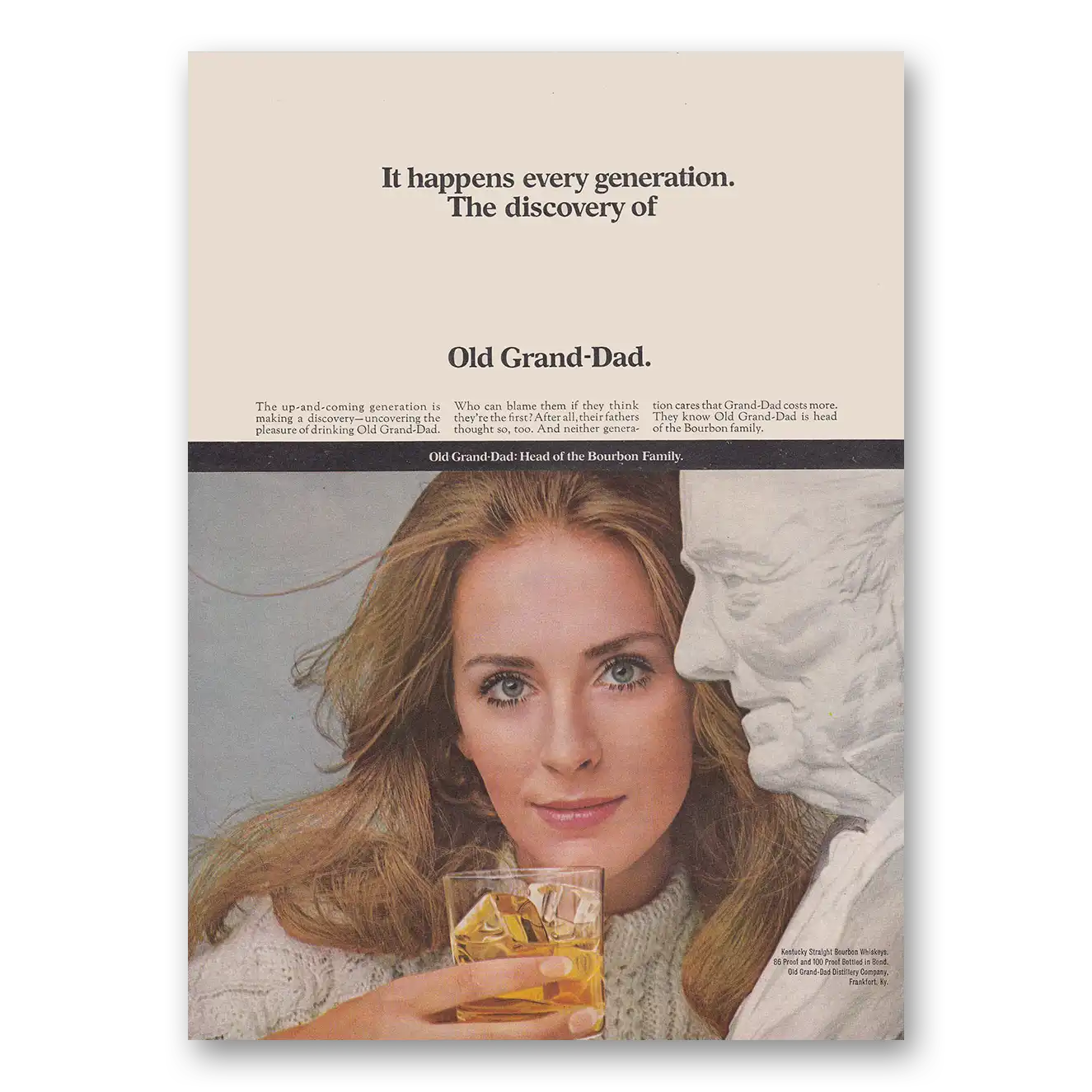 1968 Old Grand-Dad Bourbon Whiskey Happens Every Generation Vintage Magazine Print Ad