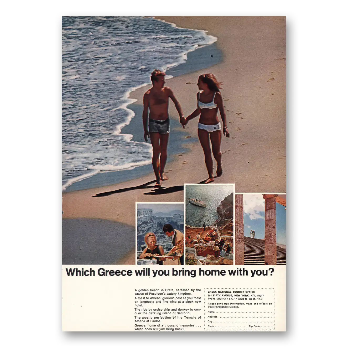 1968 Greece Which Greece Will You Bring Home Vintage Magazine Print Ad