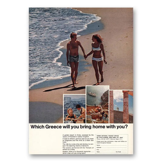 1968 Greece Which Greece Will You Bring Home Vintage Magazine Print Ad