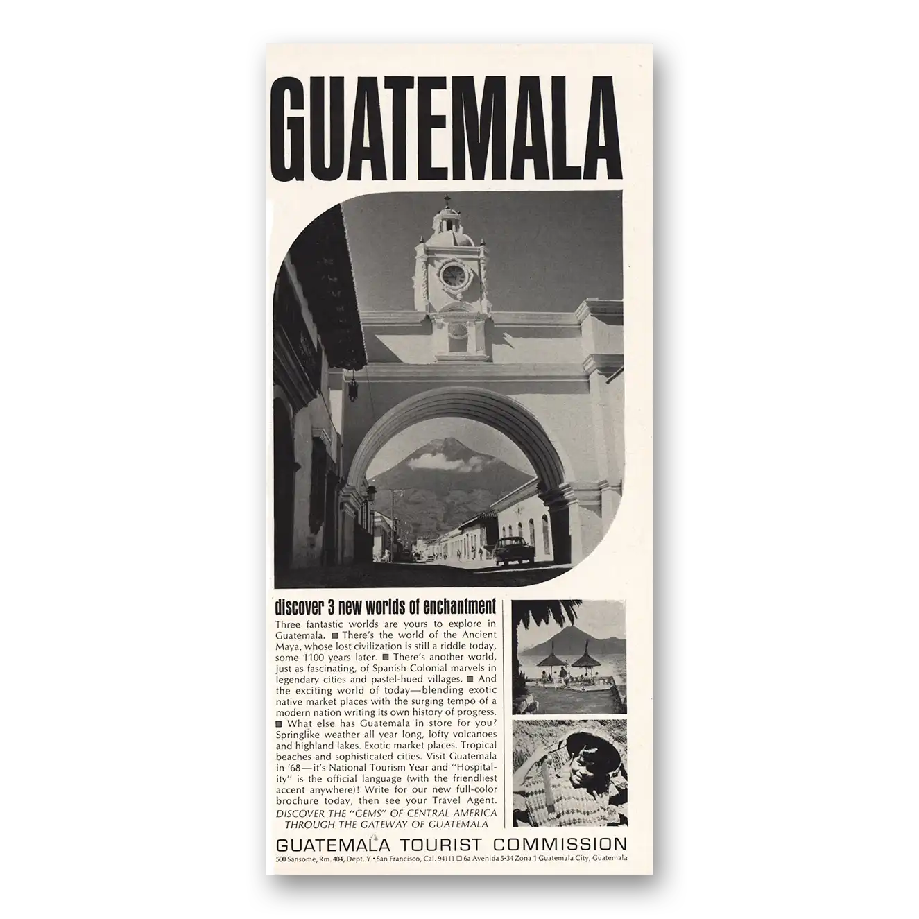 1968 Guatemala New Worlds of Enchantment Vintage Magazine Print Ad