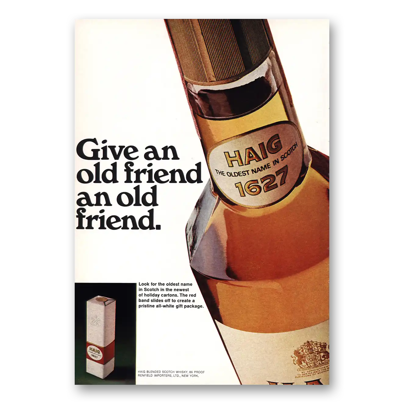 1968 Haig & Haig Give Old Friend an Old Friend Vintage Magazine Print Ad