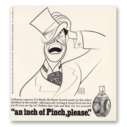 1968 Pinch Scotch Calloway Concurs Inch of Pinch Vintage Magazine Print Ad