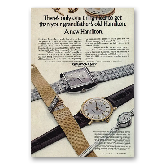 1968 Hamilton Watch Grandfathers Old Hamilton Vintage Magazine Print Ad