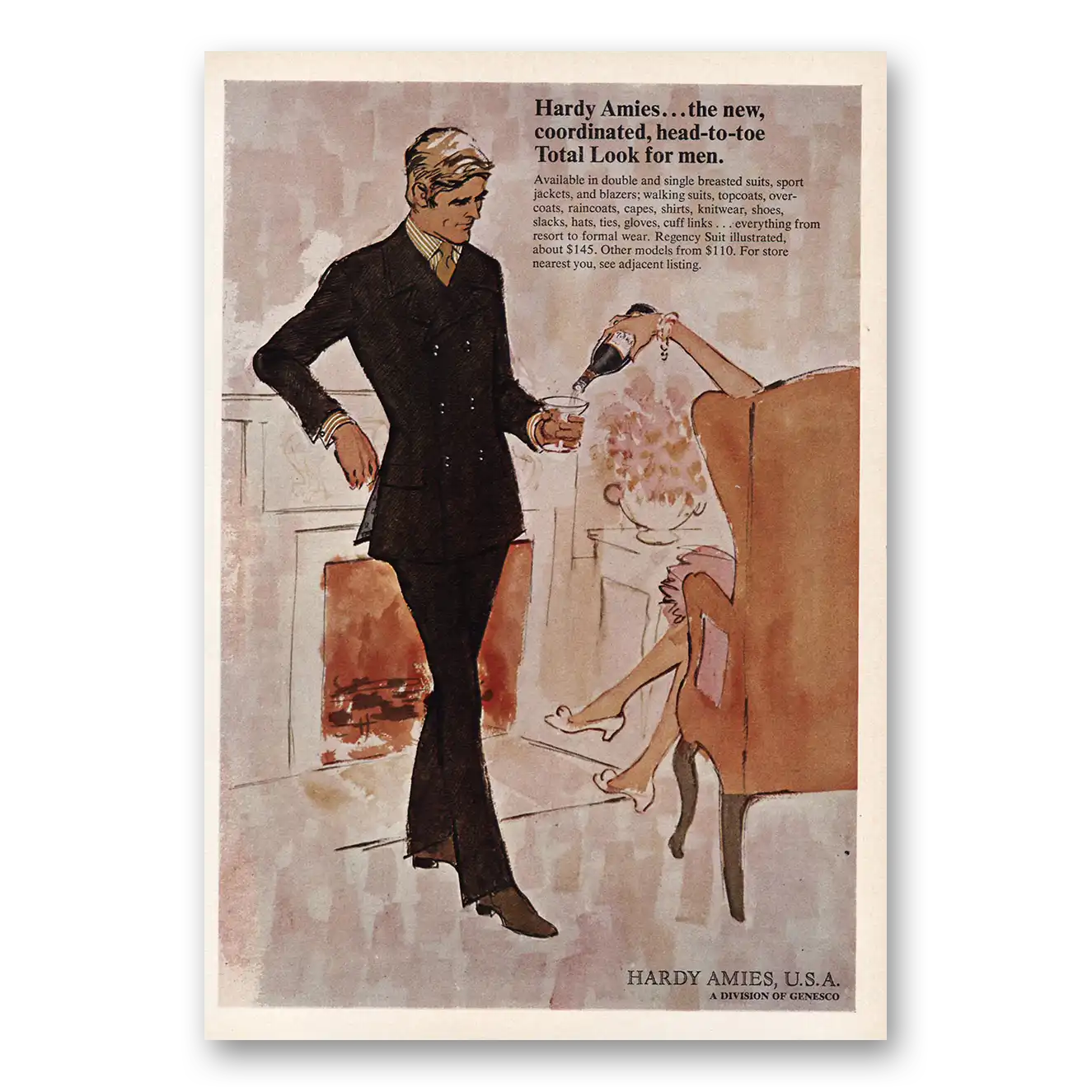 1968 Hardy Amies USA Head To Toe Total Look Men Vintage Magazine Print Ad