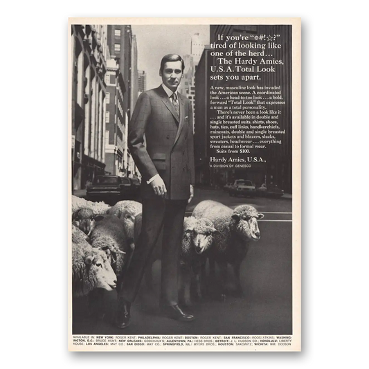 1968 Hardy Amies USA Tired of Looking Like One of the Herd Vintage Magazine Print Ad