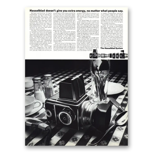 1968 Hasselblad Doesn’t Give You Extra Energy Vintage Magazine Print Ad