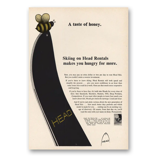 1968 Head Skis Taste of Honey Vintage Magazine Print Ad