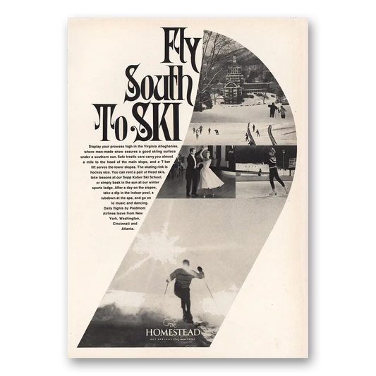 1968 Homestead Fly South to Ski Vintage Magazine Print Ad