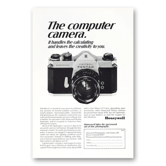 1968 Pentax Camera Computer Camera Vintage Magazine Print Ad