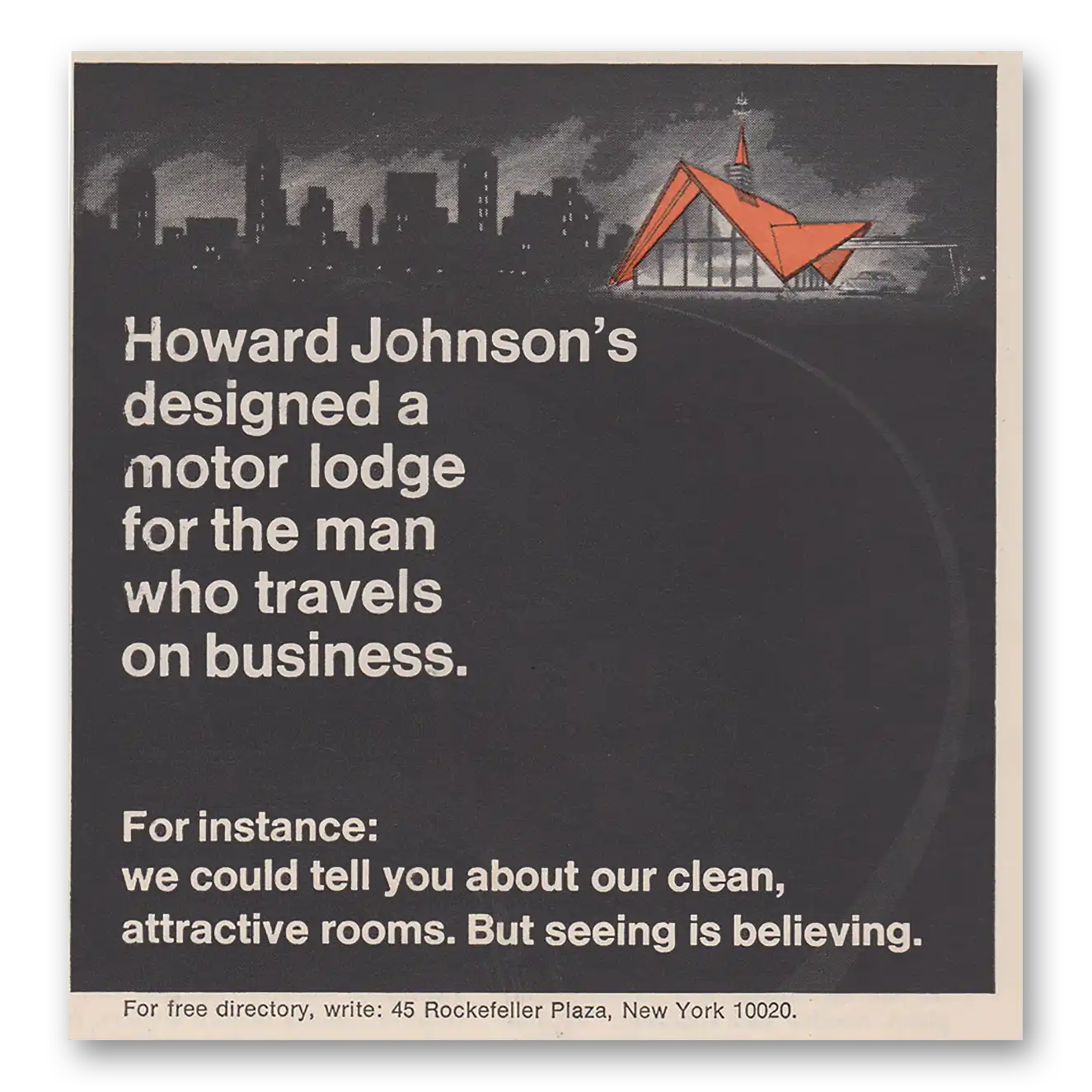 1968 Howard Johnson We Could Tell You About Our Clean Attractive Rooms Vintage Magazine Print Ad