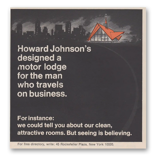 1968 Howard Johnson We Could Tell You About Our Clean Attractive Rooms Vintage Magazine Print Ad