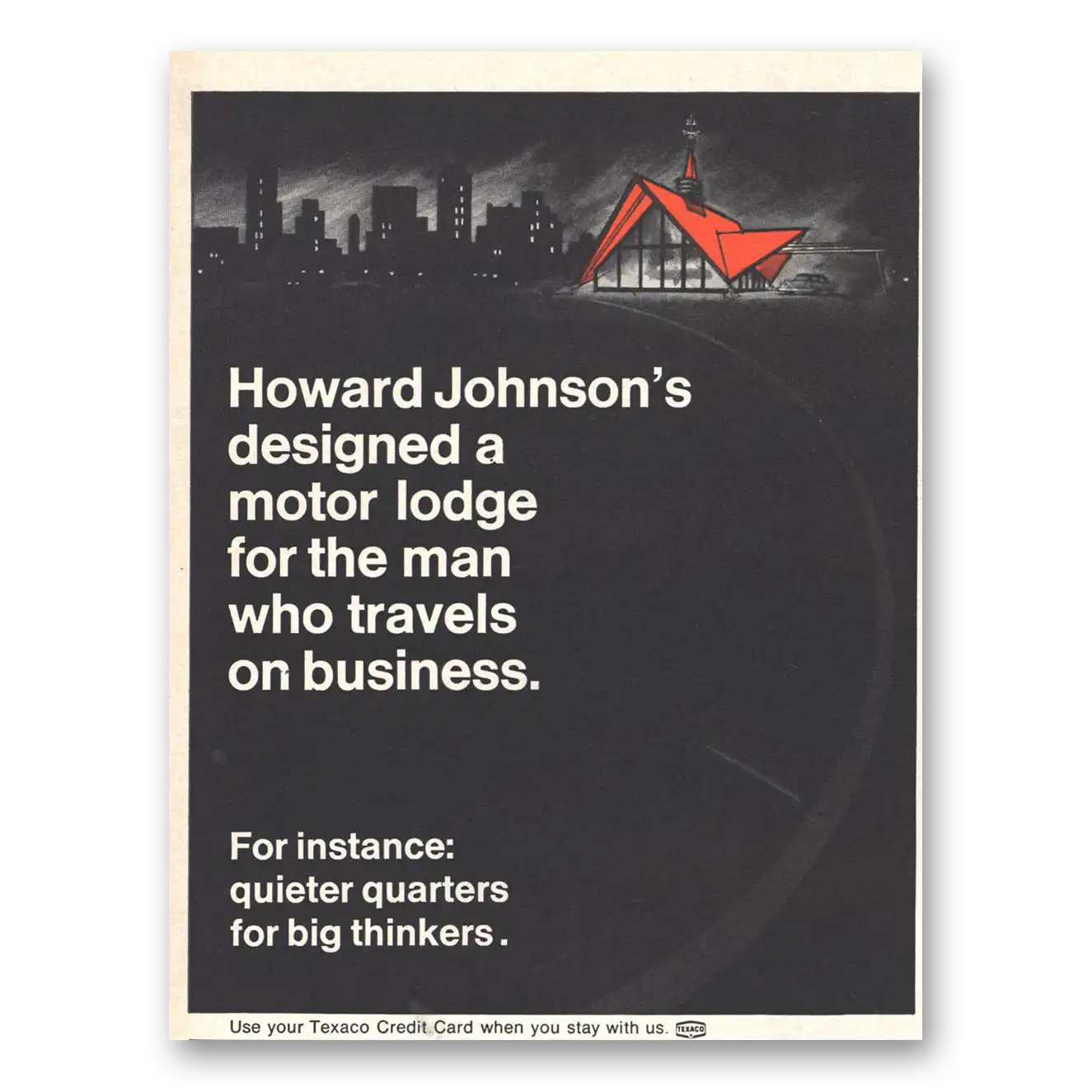 1968 Howard Johnson Designed a Motor Lodge for the Man Who Travels Vintage Magazine Print Ad