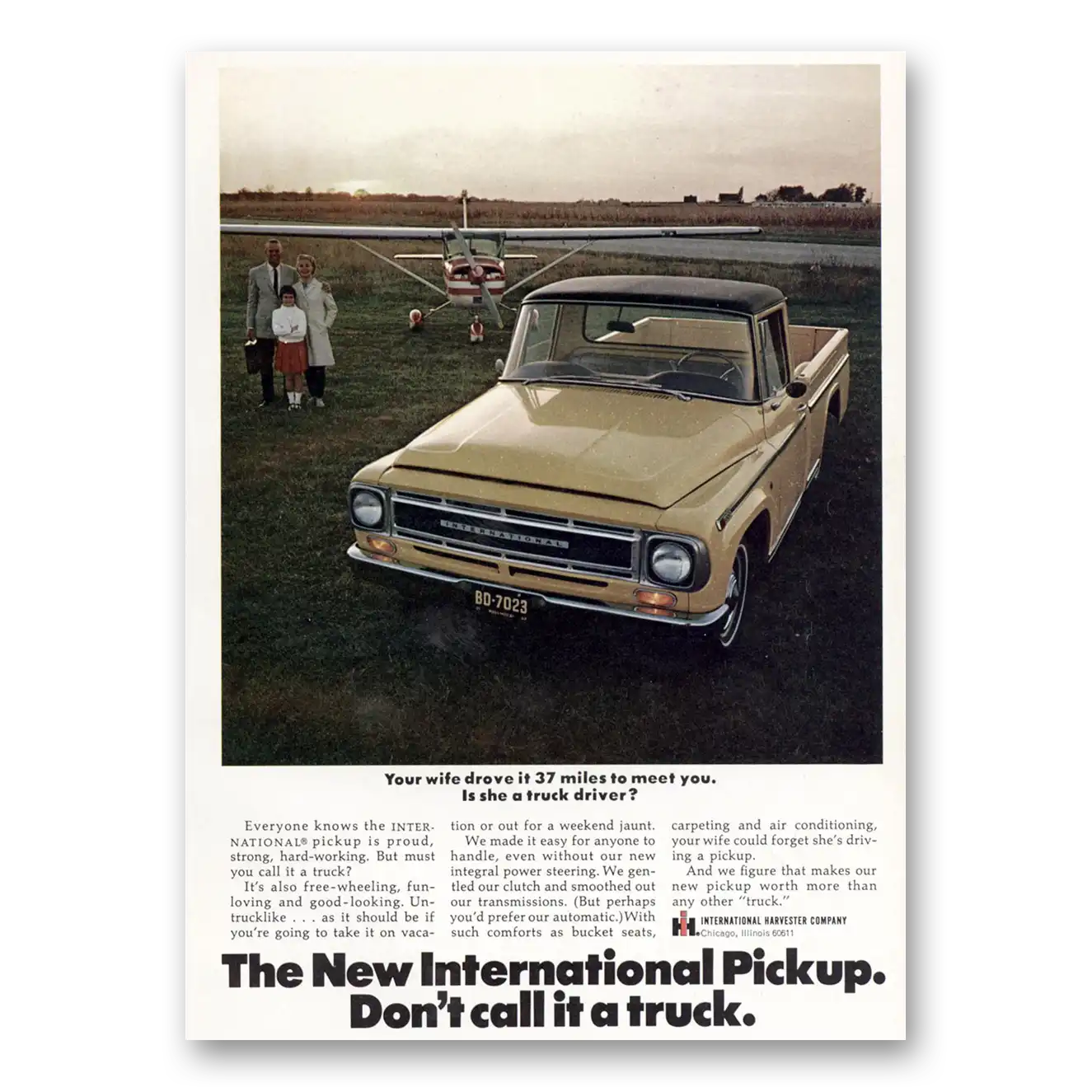 1968 International Harvester Pickup Your Wife Drove it 37 Miles to Meet You Vintage Magazine Print Ad