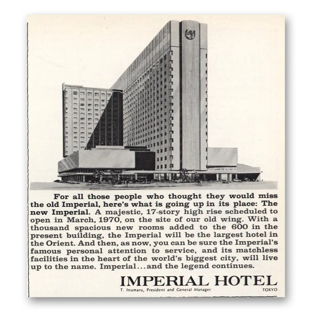 1968 Imperial Hotel People Who Thought They Would Miss Vintage Magazine Print Ad