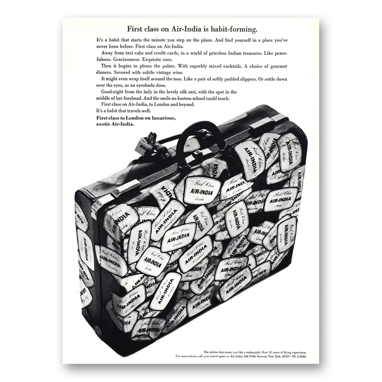 1968 Air India First Class Is Habit Forming Vintage Magazine Print Ad