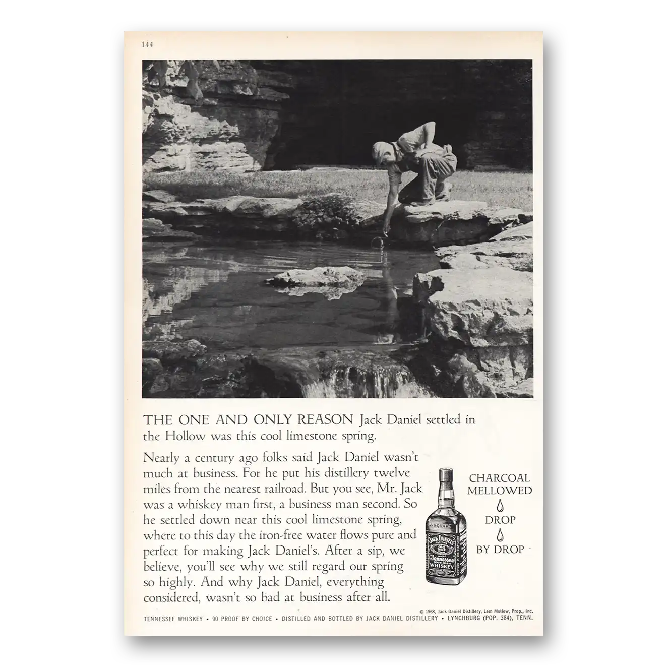 1968 Jack Daniels One and Only Reason Vintage Magazine Print Ad