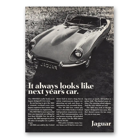 1968 Jaguar Always Looks Like Next Years Car Vintage Magazine Print Ad