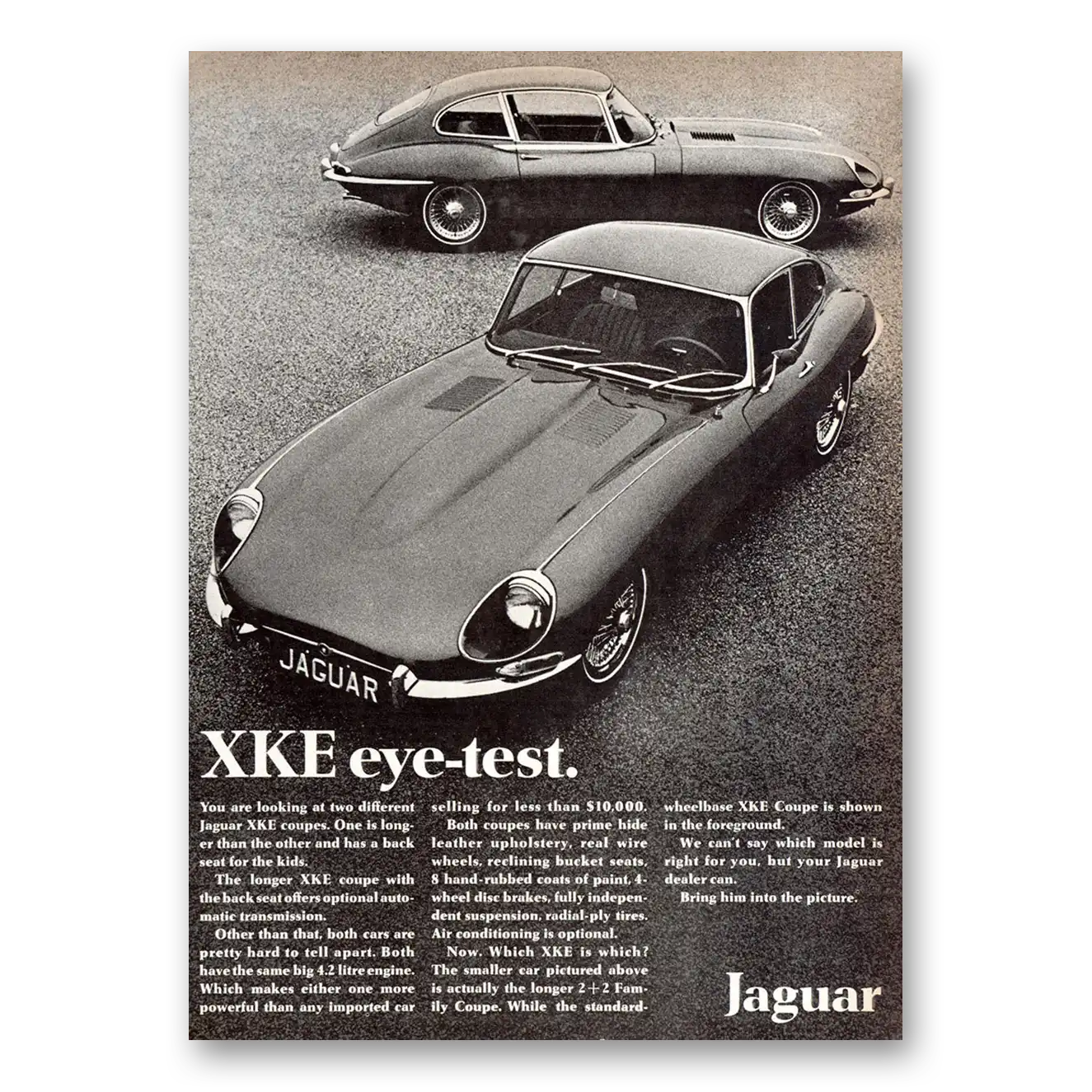 1968 Jaguar XKE Eye Test Vintage Magazine Print Ad