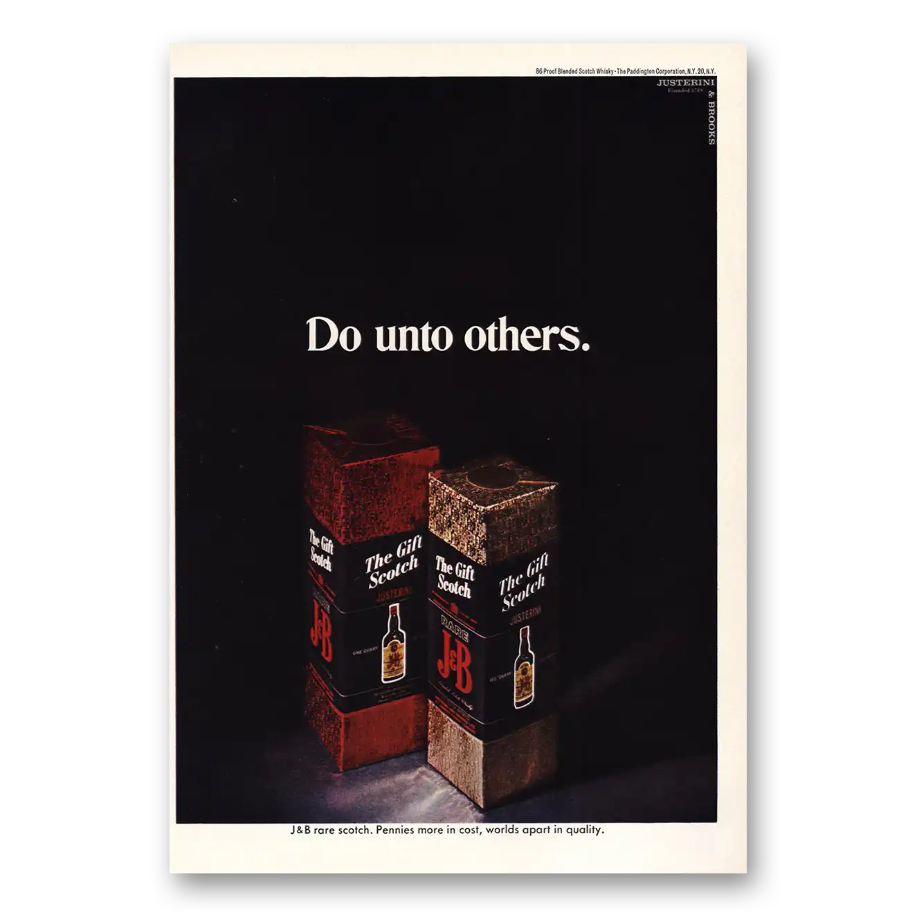 1968 J&B Do Unto Others Vintage Magazine Print Ad