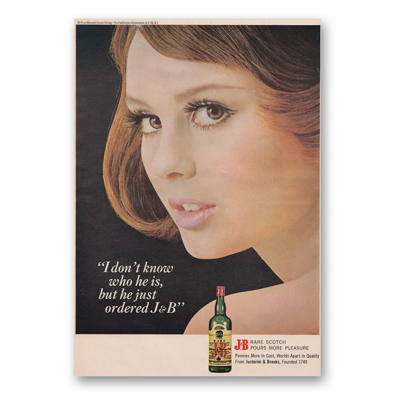 1968 J&B Scotch Whisky I Don't Know Who He Is Vintage Magazine Print Ad