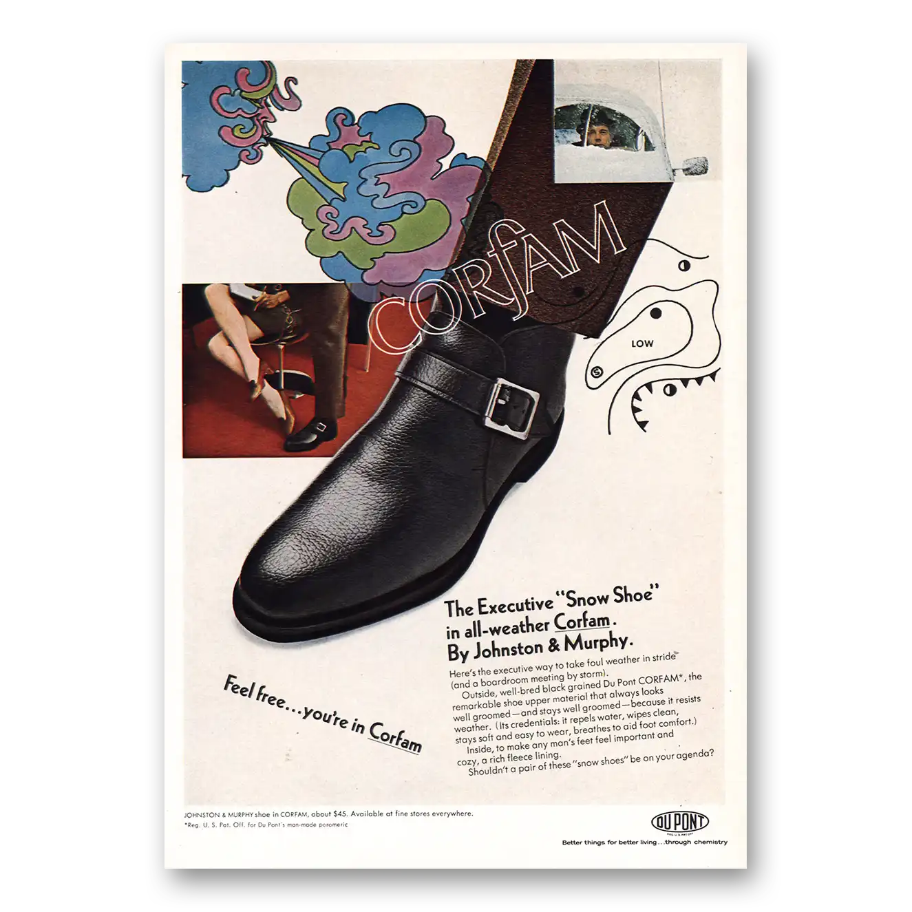 1968 Johnston & Murphy Shoes Executive Snow Shoe Vintage Magazine Print Ad