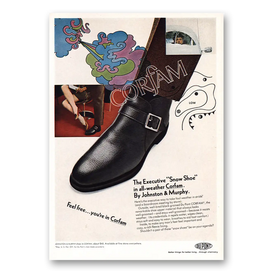 1968 Johnston & Murphy Shoes Executive Snow Shoe Vintage Magazine Print Ad