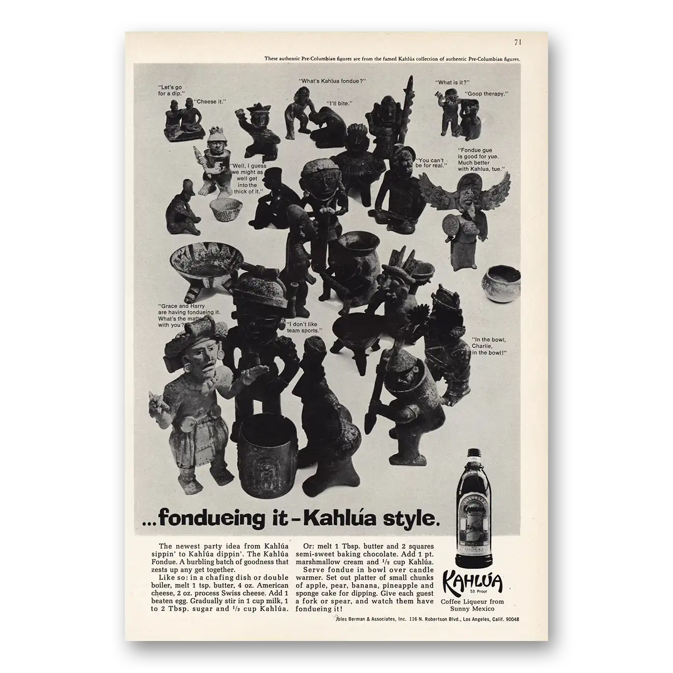 1968 Kahlua Fonducing It Vintage Magazine Print Ad