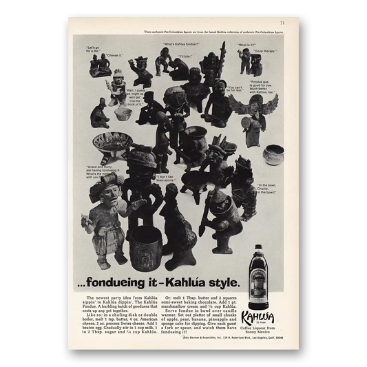 1968 Kahlua Fonducing It Vintage Magazine Print Ad