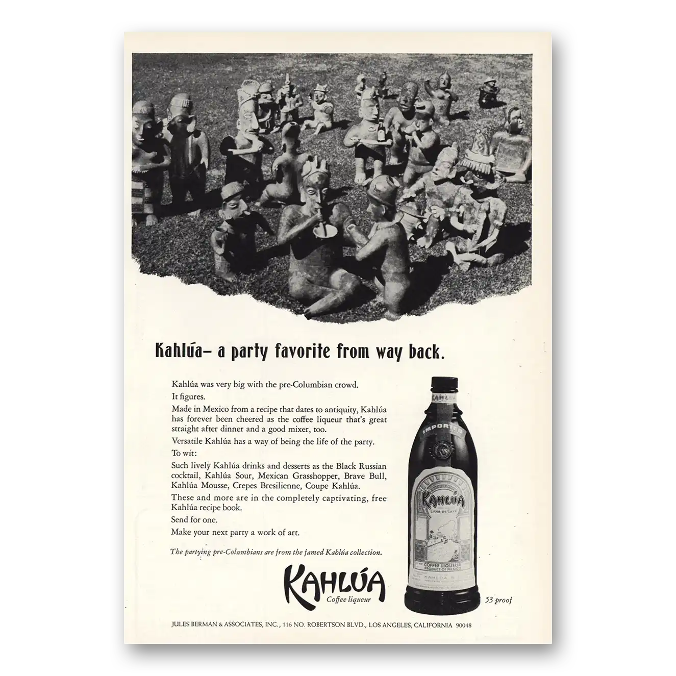 1968 Kahlua Party Favorite From Way Back Vintage Magazine Print Ad