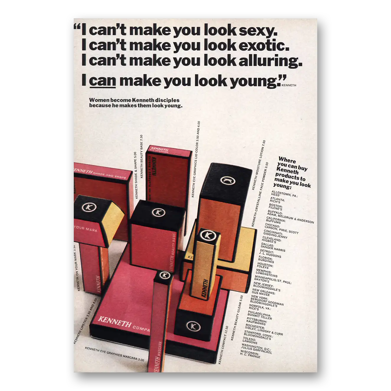 1968 Kenneth I Cant Make You Look Sexy Vintage Magazine Print Ad