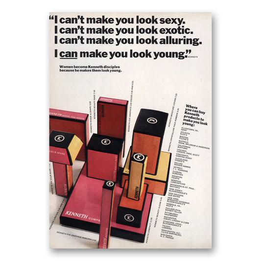 1968 Kenneth I Cant Make You Look Sexy Vintage Magazine Print Ad