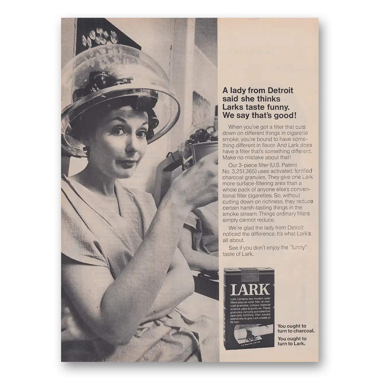 1968 Lark Cigarettes Lady From Detroit Vintage Magazine Print Ad